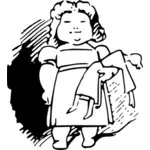 Image vectorielle d'une jeune fille tenant une poupée